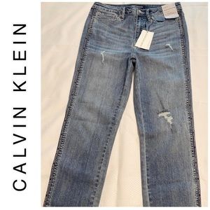 Calvin Klein Cropped High Rise Logo Jeans